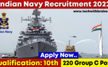 Indian Navy Notification 2022 – Opening for 220 Group C Posts | Apply Offline